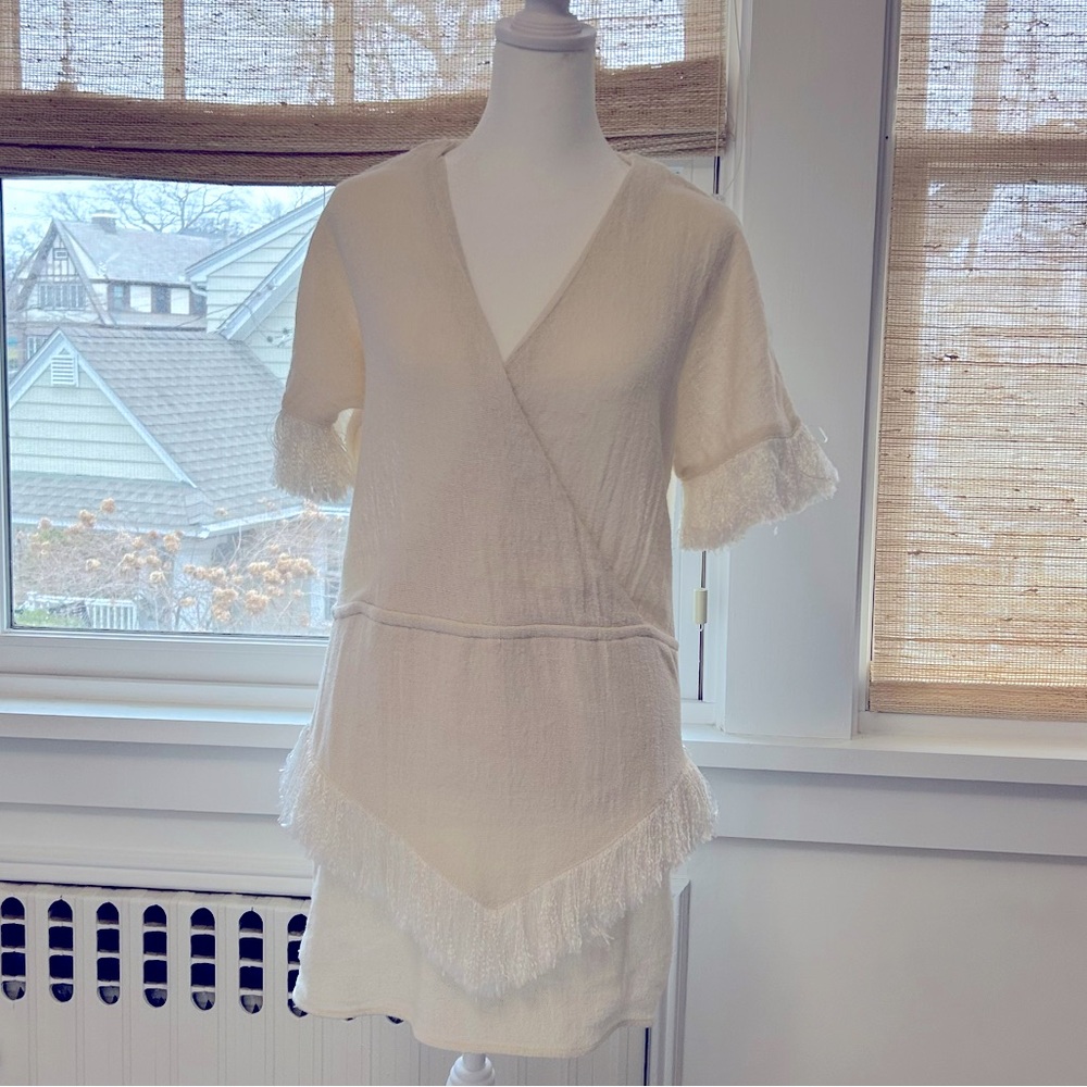maje cream dress Maje Rayane Cream & Black Piping Eyelet Lace Mini Dress - Size 2. D-4